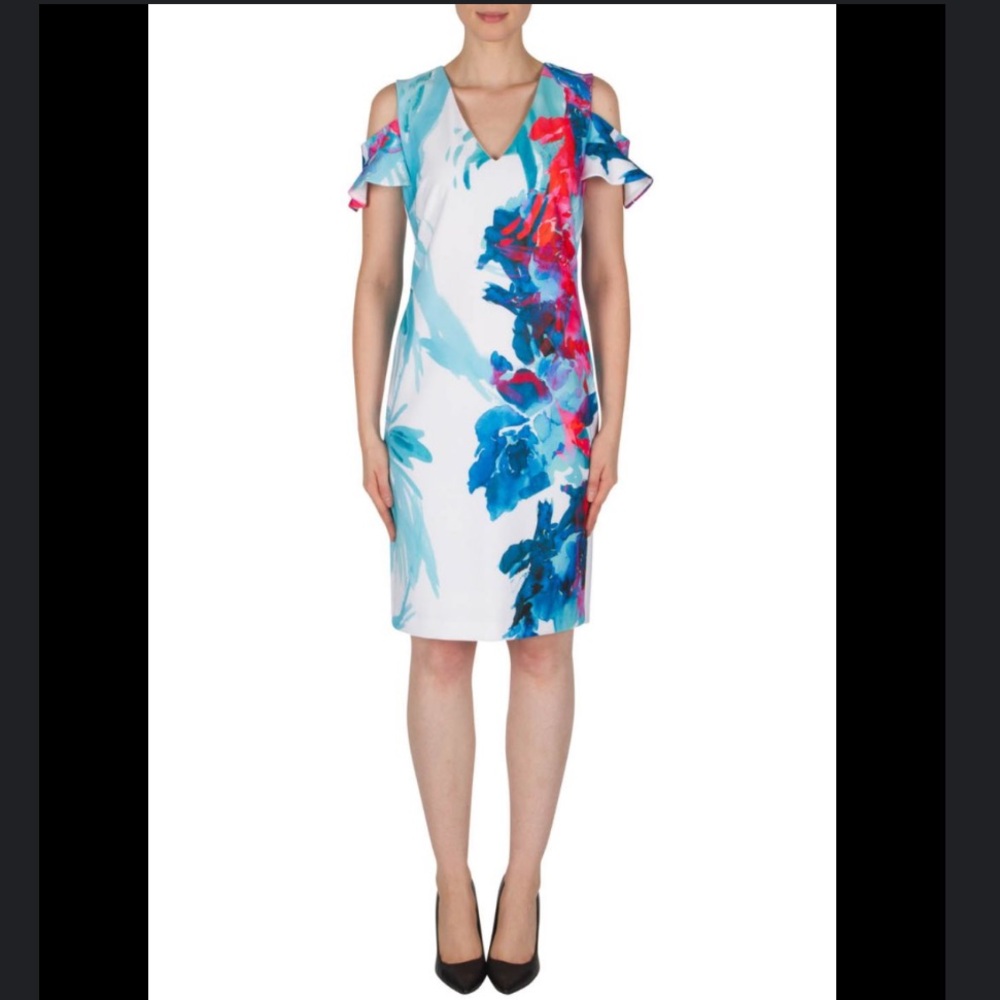 JOSEPH RIBKOFF Multi Cold Shoulder Dress Style 182737 2